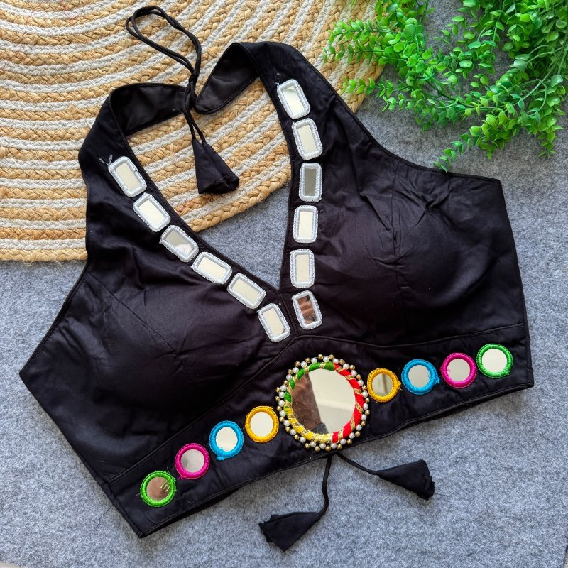 Tew Pure Cotton Real Mirror Work Navratri Blouses